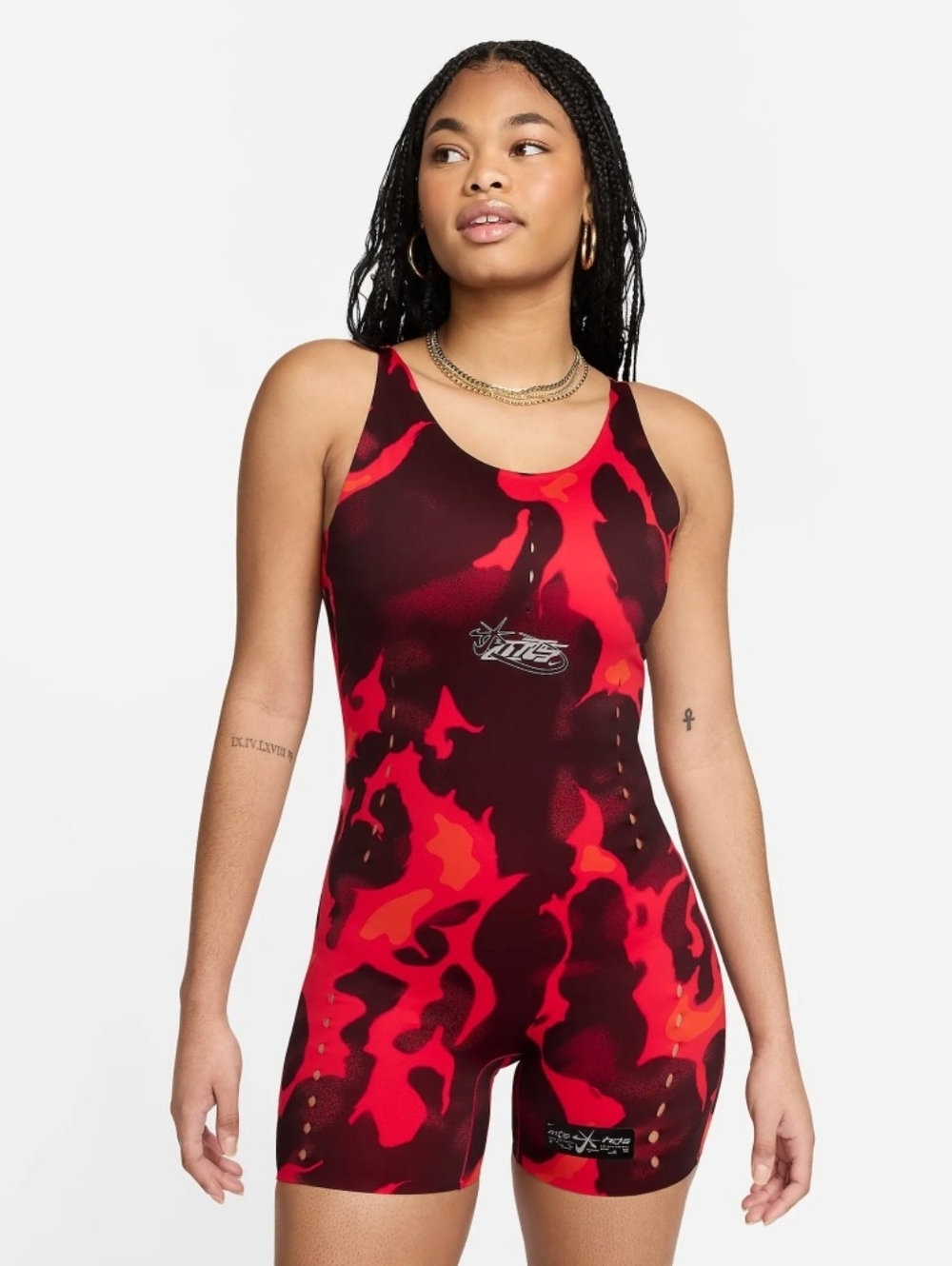 Nike Red & Black Graphic Jumpsuit Romper
